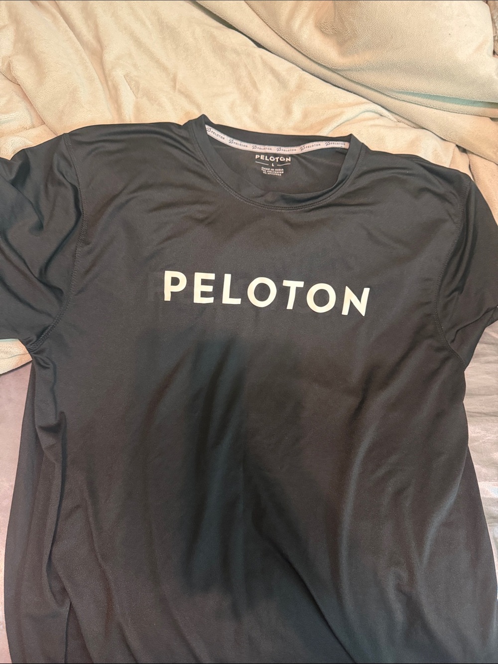 Peloton Black Short-Sleeve Athletic Tee with White Logo